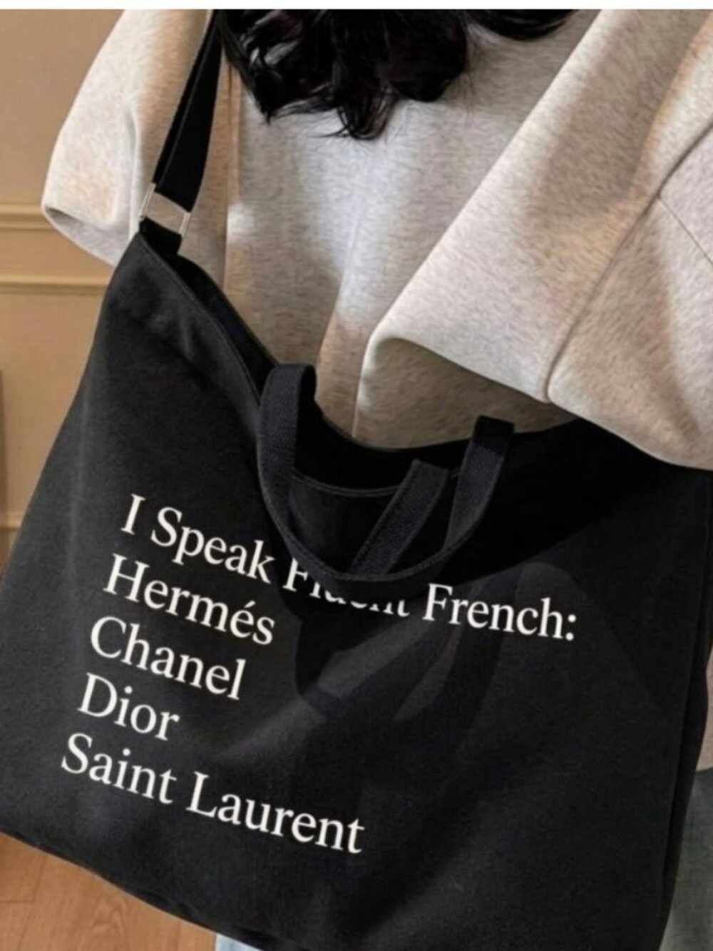 I Speak Fluent French Canvas Crossbody Tote Bag Purse NEW